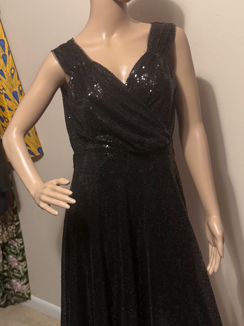 Grace Karin Black Sequin V-Neck Evening Dress